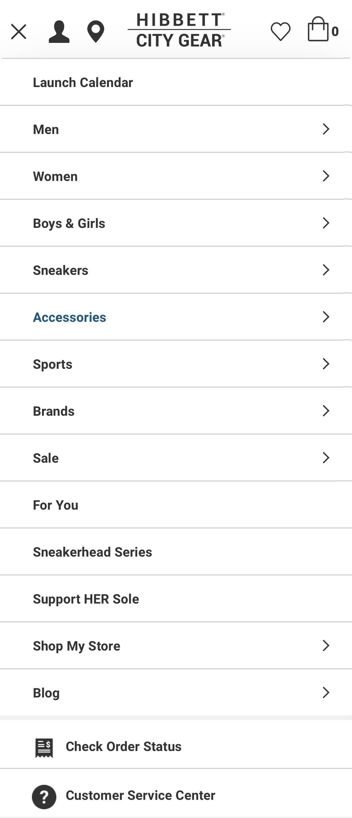 Hibbett’s Mobile Main Navigation 290 of 1234 Main Navigation Examples